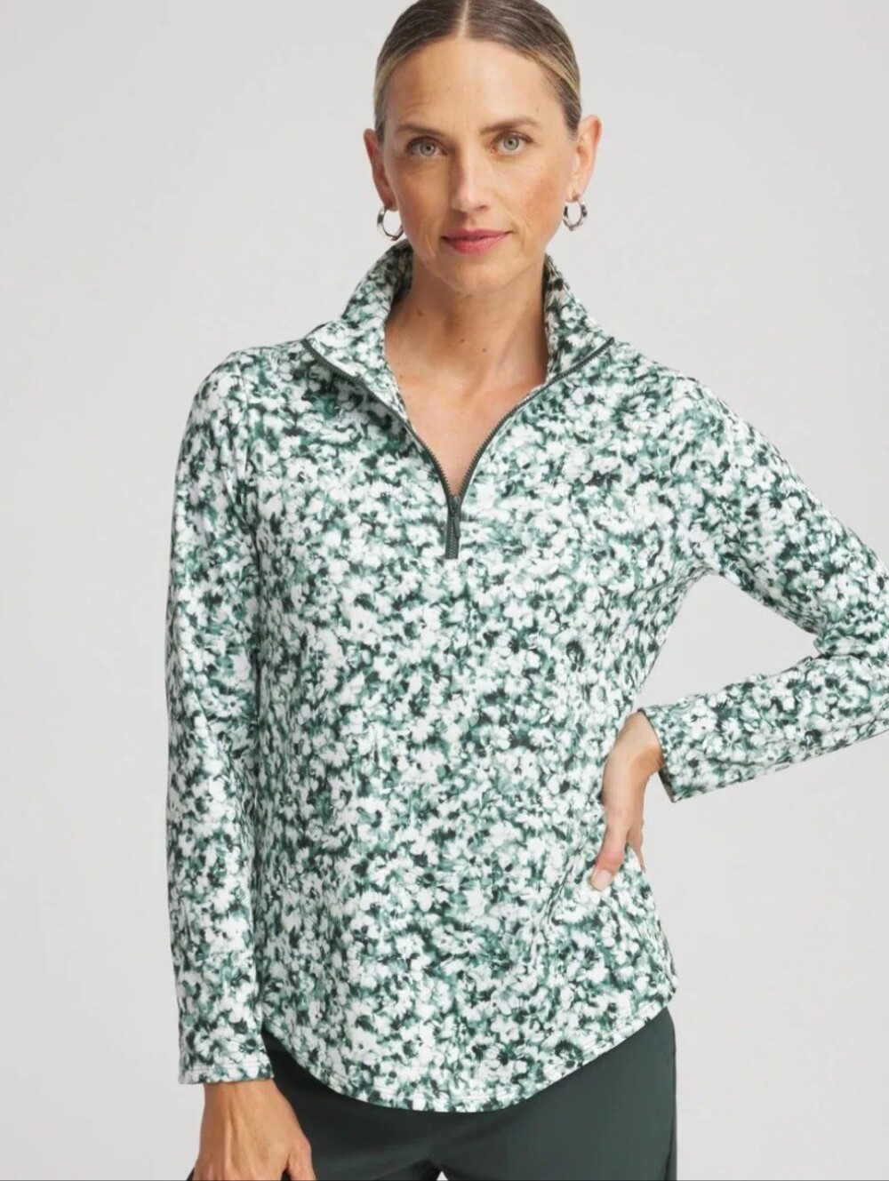 Chico’s 3/16 Zenergy UPF Half Zip Pullover Long Sleeves